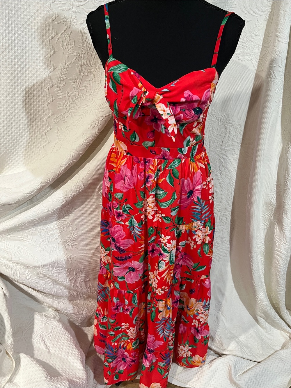 Eliza J Vibrant Red Floral Summer Dress, size 2